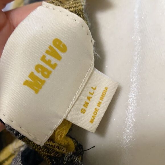 MAEVE | ANTHROPOLOGIE Yellow Black Plaid Tunic Shirt Mini Dress | Small - Picture 7 of 7